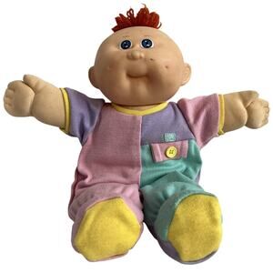 Vintage 1984 Cabbage Patch Kids Baby Boy Doll Red Hair in Pastel Pajamas